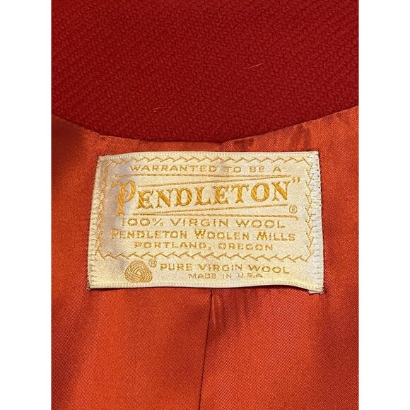 Vtg Pendleton RED O/S Cape Coat 44" Long Wool Satin Lined 70's EXCELLENT - Picture 11 of 14